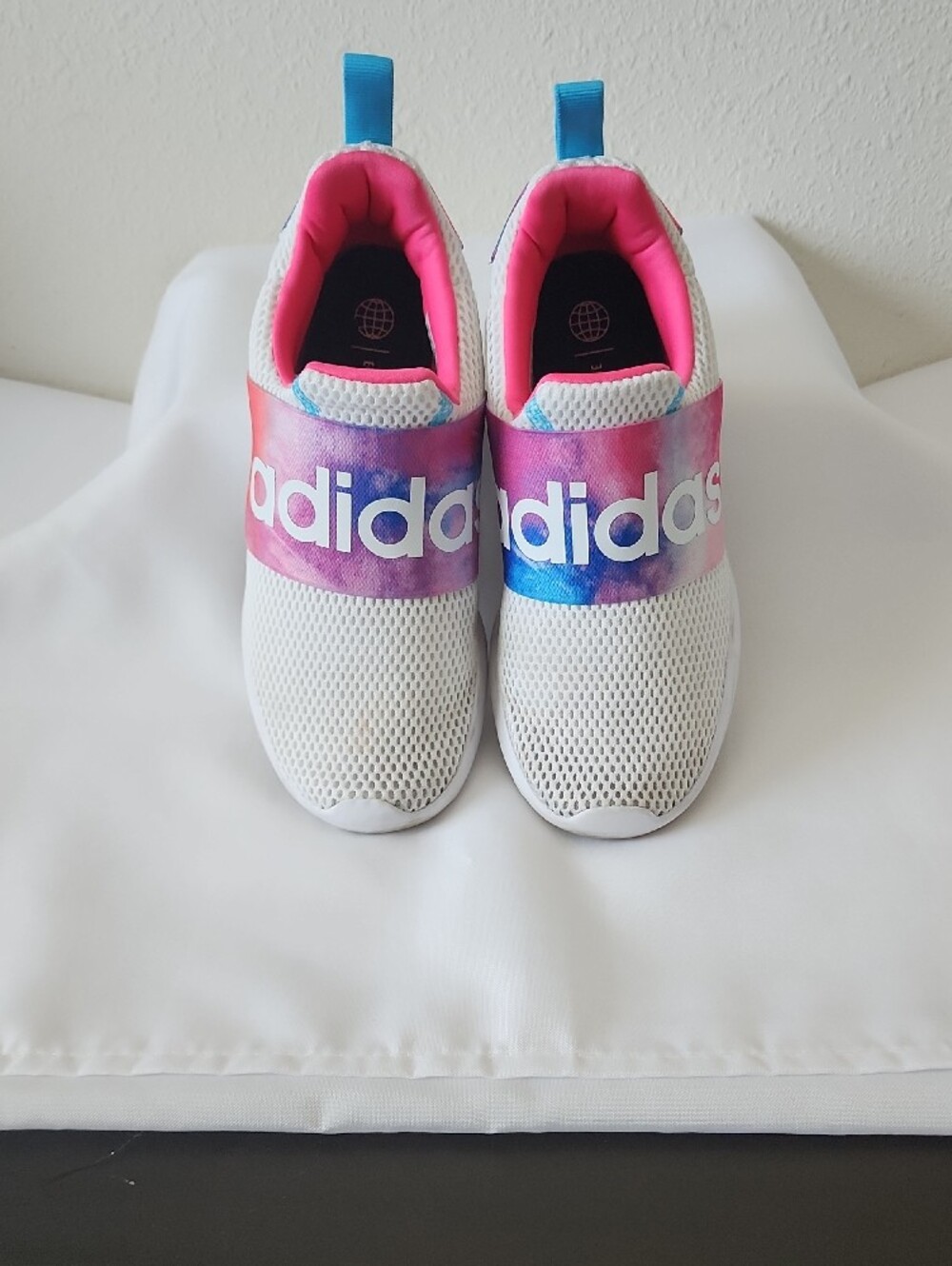 adidas Kids White Pink Blue Slip-On Athletic Sneakers - Picture 2 of 8